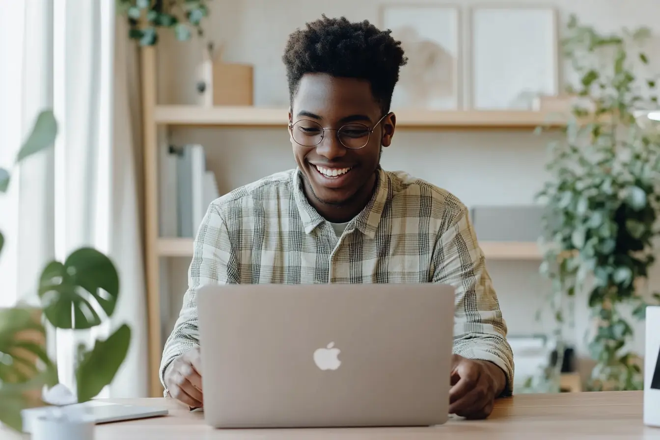 MacBook laptop on modern desk